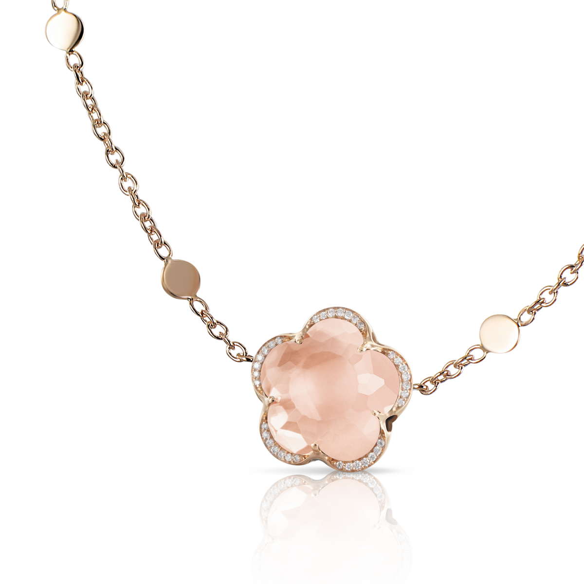 Bon Ton Necklace: 18k Gold, Rose Quartz & Diamonds | Pasquale