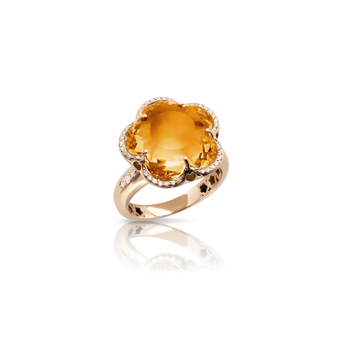 Bon Ton Ring in 18k Rose Gold with Citrine & Diamonds | Pasquale 