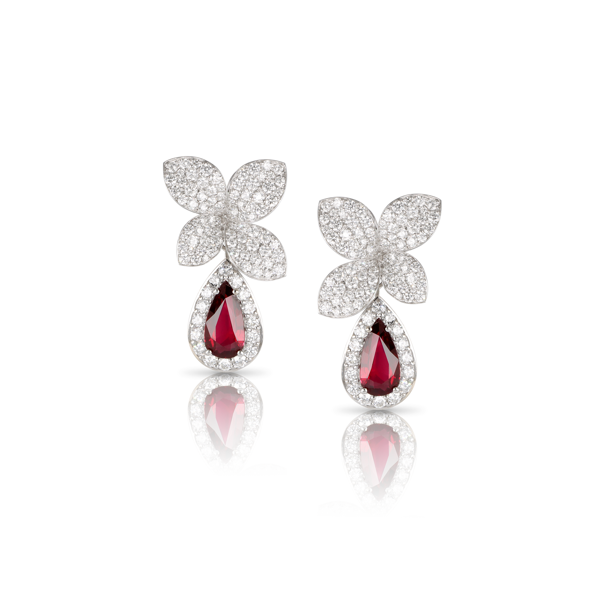 Heart to Earth Earrings with Ruby drops | Pasquale Bruni