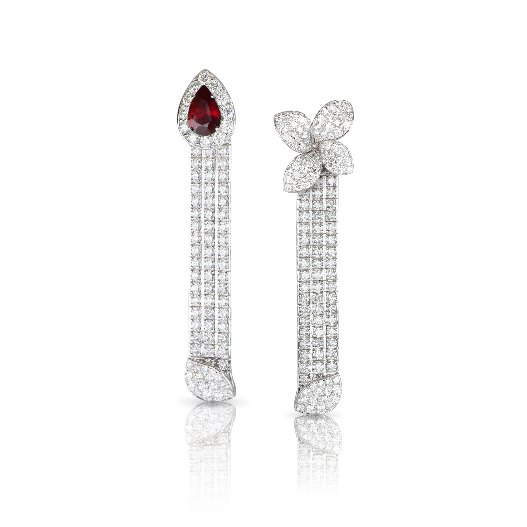 Heart to Earth Earrings with Ruby drop and Diamonds | Pasquale Bruni