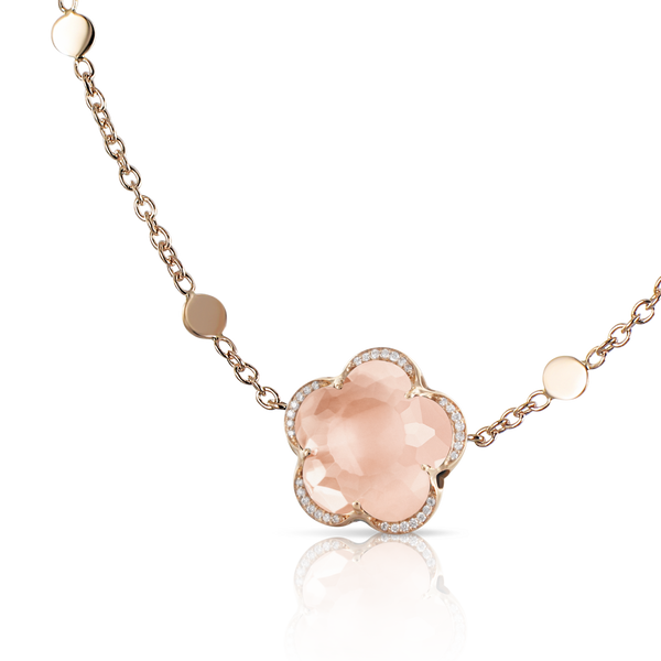 Bon Ton Necklace: 18k Gold, Rose Quartz & Diamonds | Pasquale Bruni